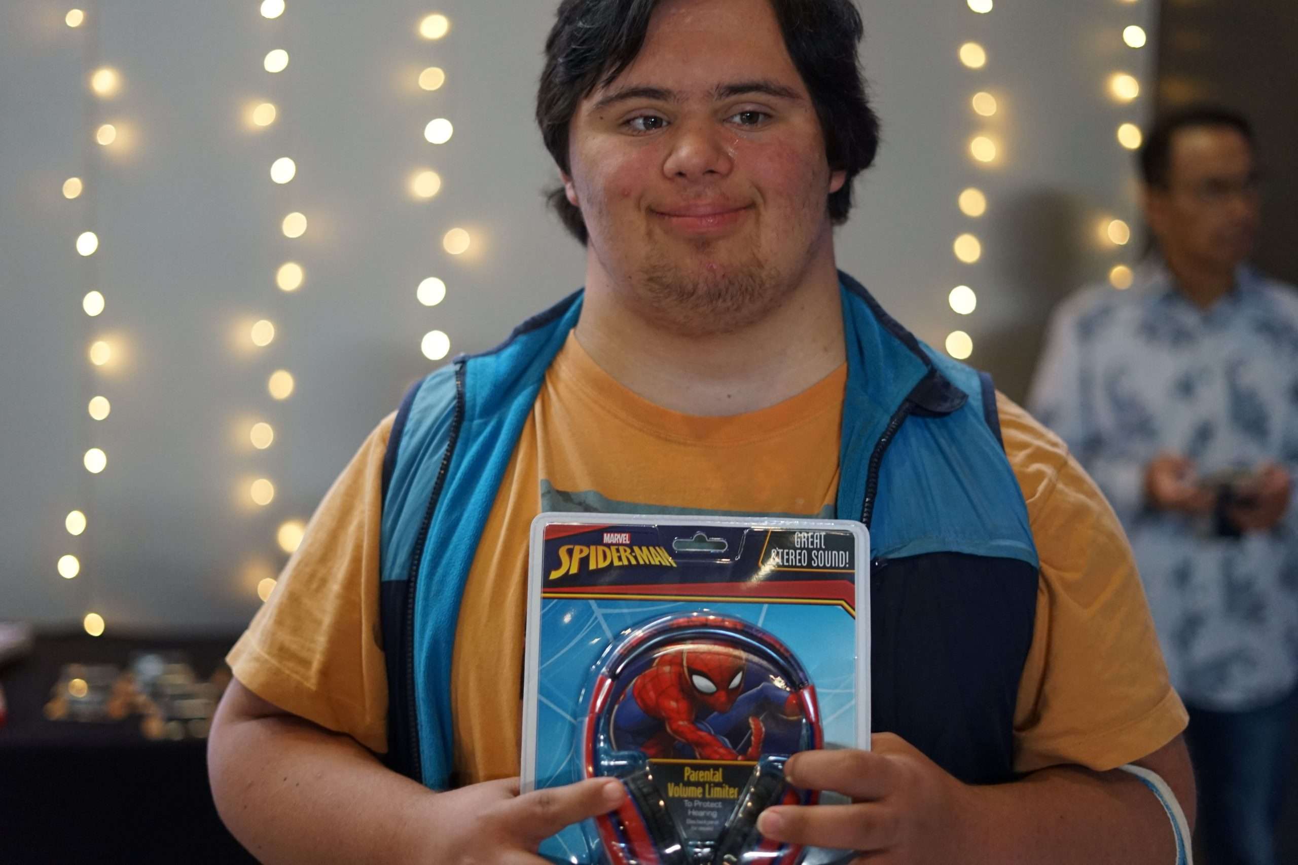 A DSACT member poses with the present he chose at our holiday party